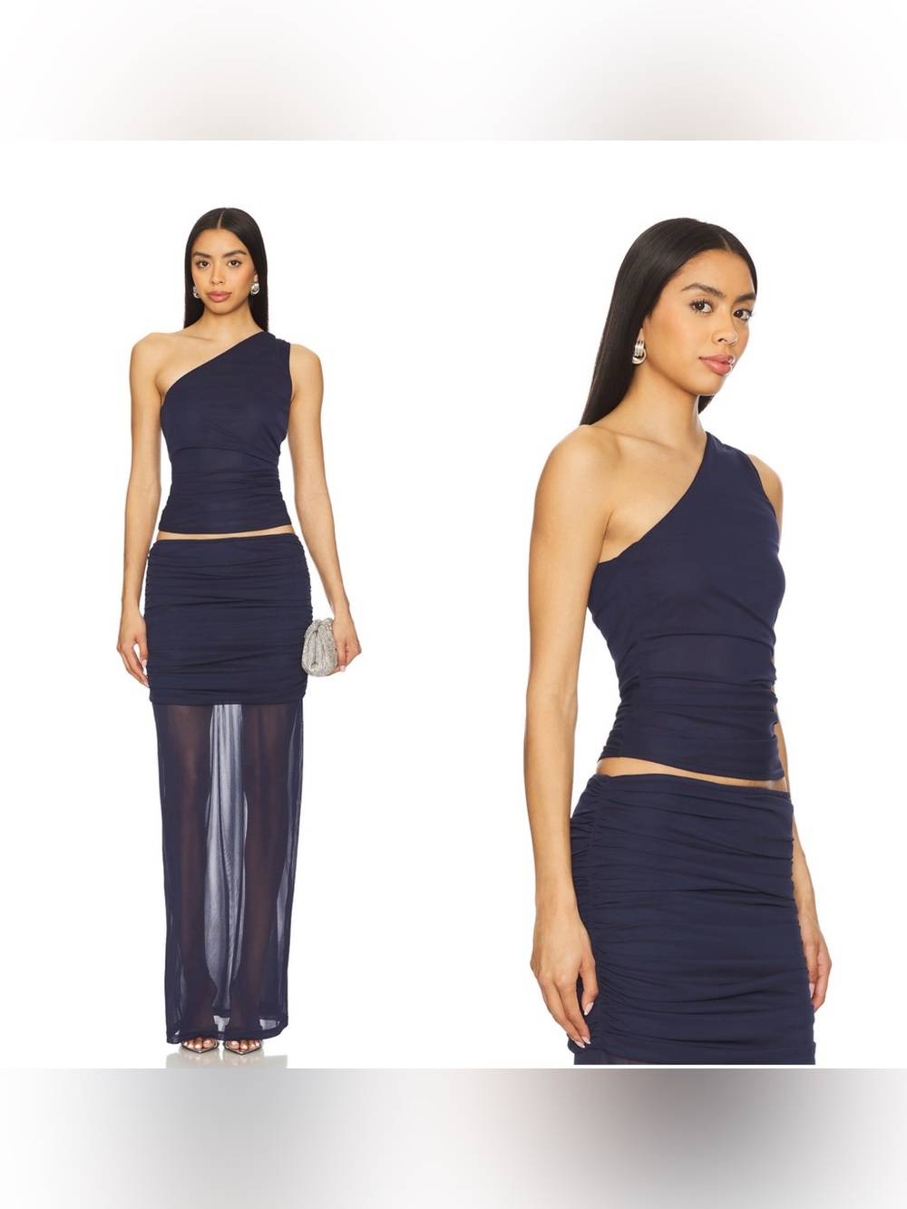 NWT Auteur Studio Nora Mesh Top in Dark Blue